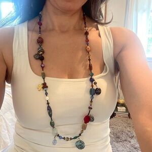 Glass Bead Necklace With Charms